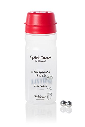 Spätzle-Shaker Das Original 2 Portionen (675ml rot) Selbstgemachte Spätzle mit unserem Spätzlemaker - Spätzleshaker die Alternative zur Spätzlereibe, Spätzlepresse, Spätzlesieb, Spätzlehobel