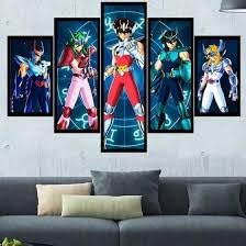 Quadro Decorativo Mosaico 5 Peças Cavaleiros Do Zodiaco Mdf