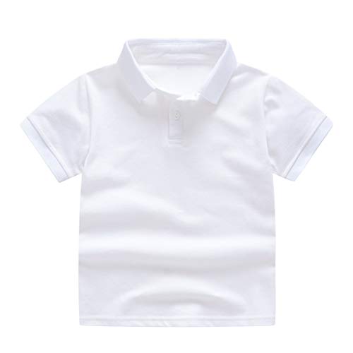 Baby Unisex Shirt,Fineser Toddler Kids Baby Girls Boys Short Sleeve Button Up Collar Classic Solid T-Shirt Tee Tops 1-6Y (White, 18-24 Months(100))