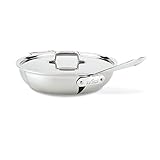 All-Clad BD55404 D5 Brushed 18/10 Stainless Steel 5-Ply Dishwasher Safe Week Night Pan Cookware, 4-Quart, Silver -