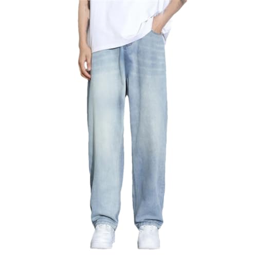 Men's Loose Jeans Straight Wide Leg Embroidered Fashionable Casual Denim Long Pants