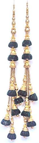 X-mas Decoration Blouse Designer Latkan Newyear Special Tassels Sewing Sari Dress Material Saree Latkans Designer Latkan Accessories Cloth Lehenga Tassels Dress (Green, 17" Inch)