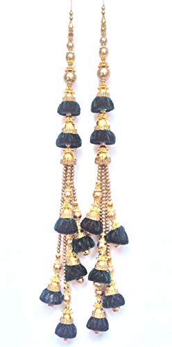 X-Mas Decoration Blouse Designer Latkan Newyear Special Tassels Sewing Sari Dress Material Saree Latkans Designer Latkan Accessories Cloth Lehenga Tassels Dress (Green, 17" Inch) #TOP1