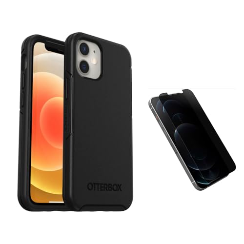 OtterBox Bundle for iPhone 12 Mini - Symmetry Series Case with MagSafe, Black + Amplify Glass Screen Protector with Reinforced Edges, Ultimate 2-in-1 Protection for Style and Durability