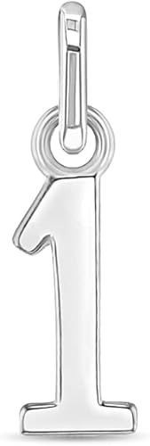 In Season Jewelry Dije de plata de ley 925 con números pulidos pequeños para niñas pequeñas 1-0 Abalorio especial de año de graduación para niñas