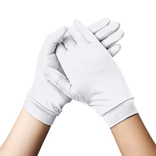ZHIYE Ultmate Pure Silk Moisturising Gloves Adult Eczema Hands Skincare Small Size - Unisex 100% Mulberry Silk Gloves White