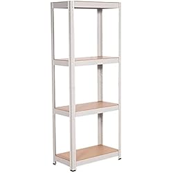 Estanteria 150 Alto 7H SEVEN HOUSE - Estantería Modular Metálica, Acero y MDF Antihumedad, Hogar, Trastero, Cocina, Oficina, Despacho, 4 Baldas Ajustables, Máx. 240Kg, 60x30x148cm (largo x ancho x alto), Color Blanco