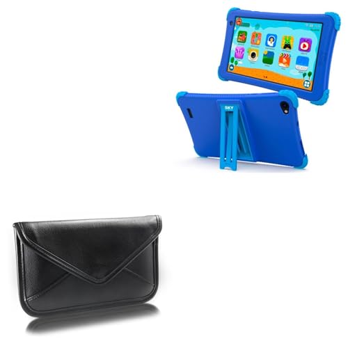 BoxWave Case Compatible with Sky Devices Sky Kid - Elite Leather Messenger Pouch, Synthetic Leather Cover Case Envelope Design - Jet Black