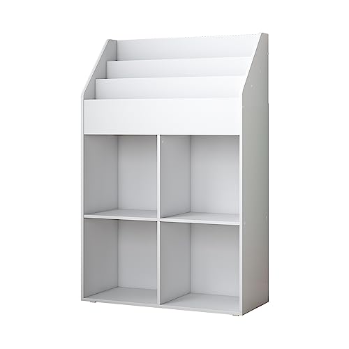 Vicco bibliothèque Enfant Conny, Blanc/Blanc, 72 x 111 cm avec 4 étagères pour Les boîtes...