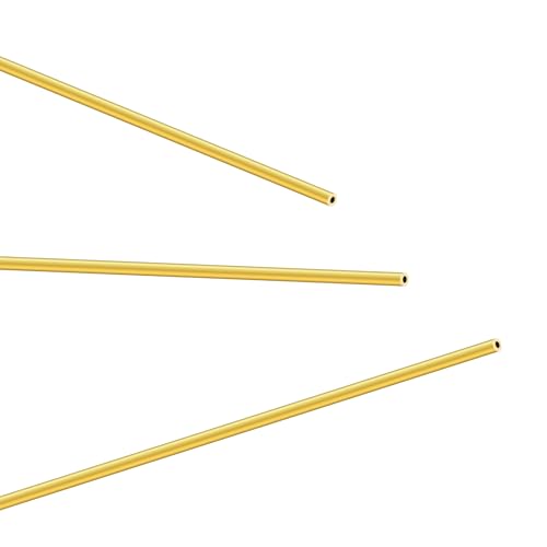 Image of LAVMHAB Brass Tube 2mm OD X 0.5mm Wall Thickness 300mm Length, Seamless Round Brass Pipes Tubing for DIY Craft (3pcs)