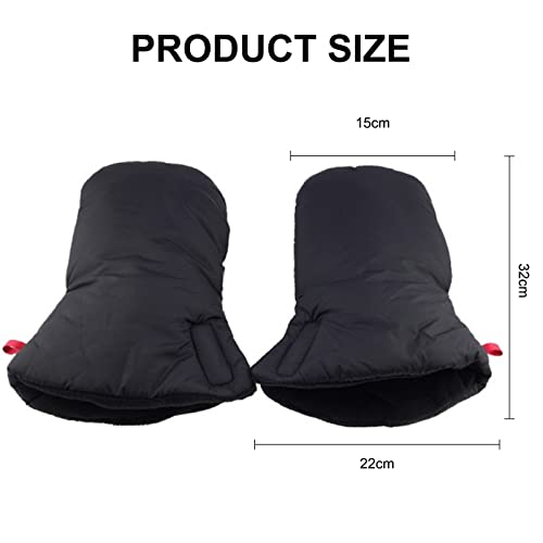 Kinderwagen Handwärmer, Hndschuhe Kinderwagen Handmuff mit Baumwollsamt, Kinderwagenmuff Atmungsaktiv Wasserdicht und Winddicht, Universalgröße für Kinderwagen Buggy, Radanhänger (Schwarz)