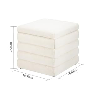Ouchtek teddy square ottoman white small storage ottoman cube ottoman for living room sherpa foot stool boucle vanity stool with storage  urban country home decor