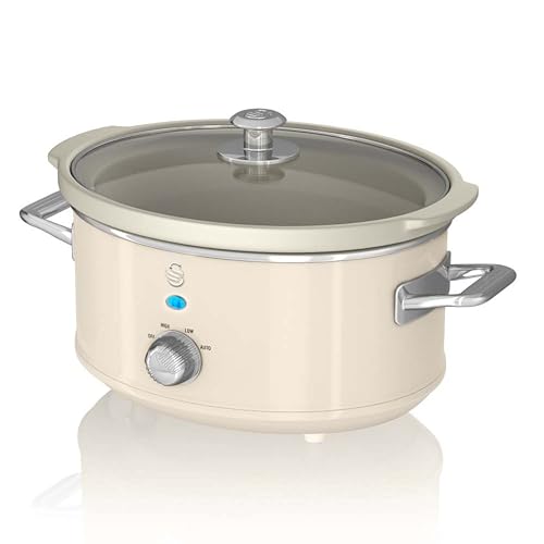 Swan Retro Slow Cooker with 3 Temperature Settings, Keep Warm Function, Removable Dishwasher Safe Pot, Up to 4 Portions, 3.5L, 200W, Retro Cream, SF17021CN option
