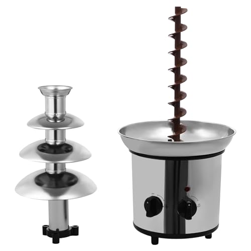 Fuente de chocolate eléctrica de 4 niveles de acero inoxidable, 170 W, fuente de chocolate profesional con función de calefacción y pies antideslizantes, 1,8 l de capacidad para fiestas, bodas, cafés