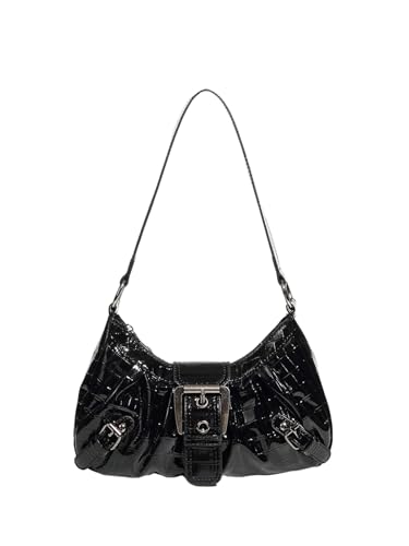 Image of QWINEE Women's Vintage Buckle Shoulder Bag Y2K Punk PU Leather Handbag Clutch Purse