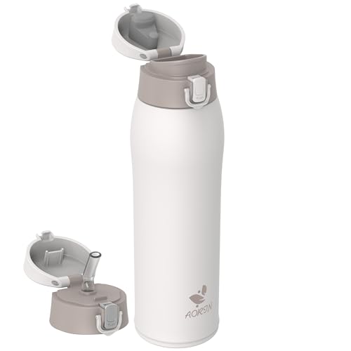 AORIN Borraccia Termica, Borraccia in Acciaio Inox 18/8, 950ml Borraccia Bambini, Bottiglia Termica Senza BPA e Perdite, Thermos per Sport, Outdoor e Pendolarismo con 2 Coperchi