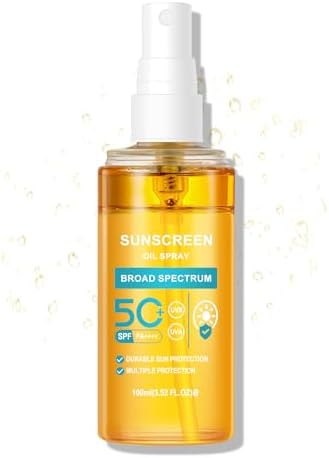 KYDA Oil Sunscreen Spray, Glow Oil Sunscreen Mist SPF 50, Lightweight Hydration Body Sunscreen Oil, Refreshing Sunscreen Spray, Broad Spectrum UVA/UVB Protection