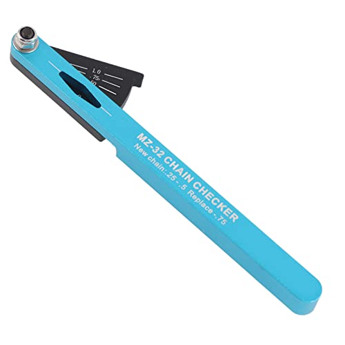 Herramienta de verificación de cadena de bicicleta, indicador de desgaste de cadena de bicicleta de aleación de Herramienta de verificación de cadena Herramienta de medición de bicicleta univ(Azul)