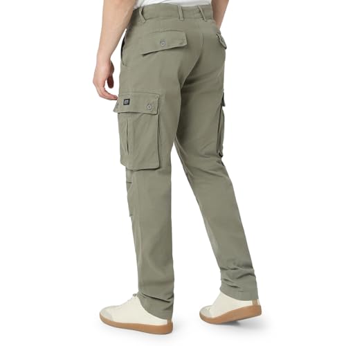 Image of Spykar Men's Relaxed Fit Mid Rise Mid-Rise Casual Cargos