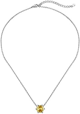 Silvora Sterling Silver Birthstone Pendant Necklace with Shiny Cubic Zirconia for Women Girls Birthday Jewelry