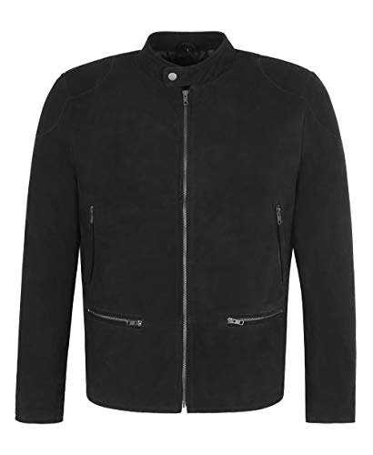 Veste ALFERD RACER homme noir Smart Range 8916, blouson en cuir de chèvre velours XL