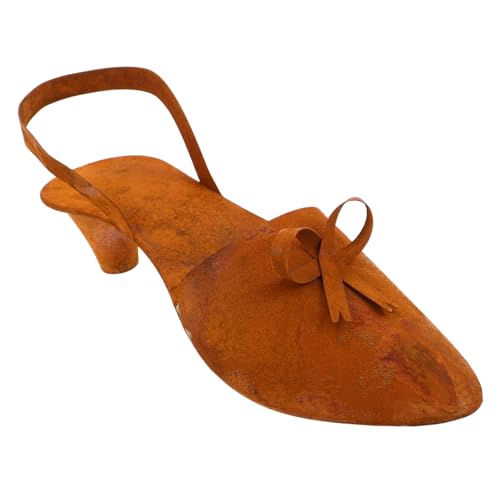 KONTONTY Vintage High Heel Flower Basket Outdoor Planter Rusted Iron Shoe-shaped Garden Decor for Patio Weather-resistant Rustic Metal Succulent Holder Creative Floral Display for Weddings