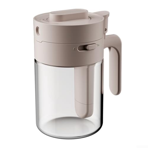 Tarro de vidrio para condimentos con tapa vertical para cocinar manos libres, recipiente cuadrado para especias que ahorra espacio con mango extendido, caja de almacenamiento transparente para cocina