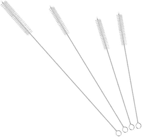 GFDesign Drinking Straw Cleaning Brushes Set Pipe Tube Cleaner Nylon Bristles Stainless Steel Handle 8" 10" 12" Extra Long 10mm 12mm Extra Wide Diameter - Set of 4