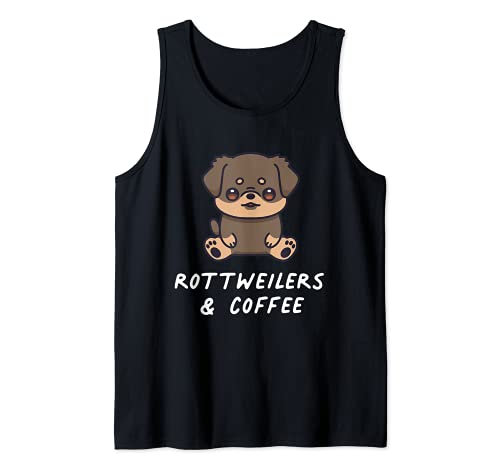 Rottweilers & Café Kawaii Dog Cachorro Perro Dueño del perro Camiseta sin Mangas
