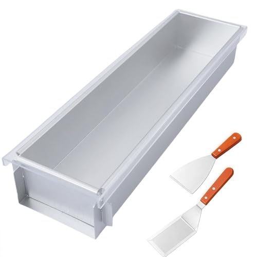 Lezekar Rectangular Cake Pan Aluminum Cheesecake Pan Includes Acrylic Lid & 304 Stainless Steel Metal Spatula Removable Frame Bundt Cake Baking Molds for Tiramisu Cheesecake Mousse(Removable) (1)