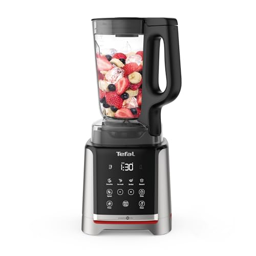 Tefal InfinyMix Hochgeschwindigkeits-Standmixer, 5 Auto-Programme + manuelle Einstellung, 2,6-l-Tritan-Behälter, inkl. 600ml Reisebecher/Stampfer/Rezeptheft, Silber, BL91HD31