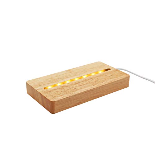 6 inch LED Base for Crystal Display Glass Art Pedestal Paperweight Wood Rectangle