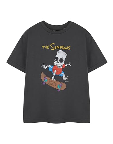 Vanilla Underground The Simpsons - Camiseta de manga corta de algodón para niños, diseño de Bart de Halloween, diseño de esqueleto de dibujos animados, estilo informal, para uso diario, gris oscuro,