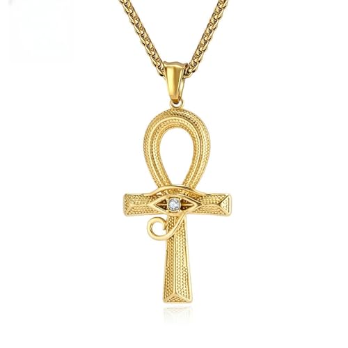 Sumpgle Collier croisé Ankh à la mode avec œil d’Horus Hip Hop style bijoux de mode unisexes parfaits pour toute tenue cadeau pour hommes et femmes