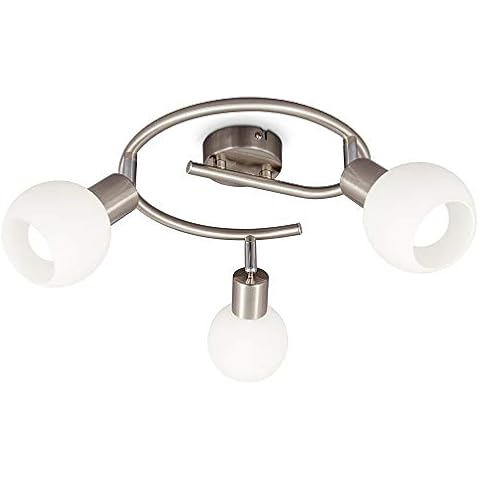 B.K.Licht swivelling LED Ceiling lamp with Glass Shade, E14 Bulbs Included, Warm White Light 3,000K, 3X 5W, 3X 470Lm, pivotable Spots, Diameter 25cm/9.8in Cover