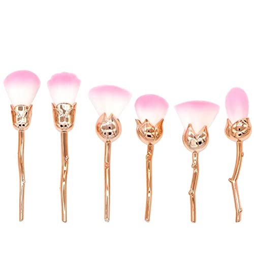 Pinceaux de maquillage fleur raffinés or rose et blanc pour un teint parfait sans trace