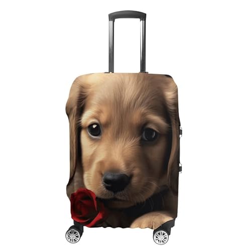 Cute Pet Dog Travel Luggage Cover Anti-scratch Suitcase Cover Elastic Suitcase Protective Cover Fits 19-32 Inch Luggage L