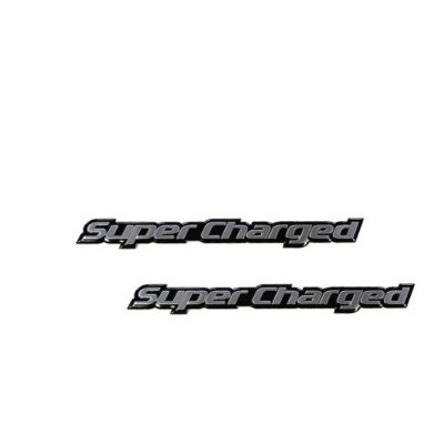 ERPART Supercharged Silver Aluminum Emblems Compatible with Chevy Dodge Harley Davidson Ford Range Rover (Pack of 2)