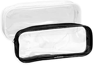 2 PCS Clear Pencil Bag, Clear Toiletries Bag Clear Exam Pencil Case Clear Waterproof PVC Zippered Pencil Case Pouch for Stationery Cosmetics Storage