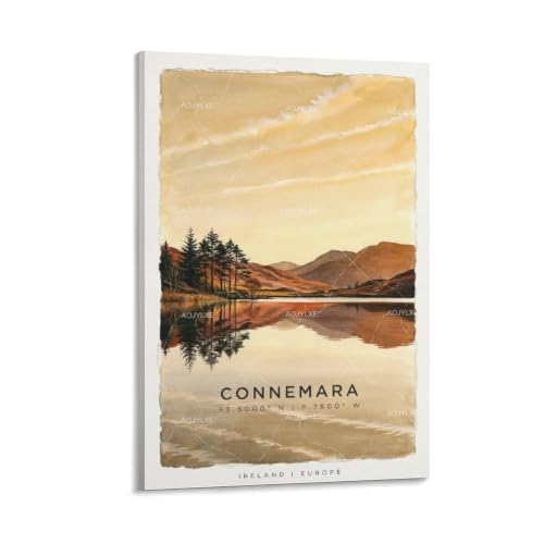 Décoration esthétique de chambre Connemara affiche de voyage grand paysage mural vintage
