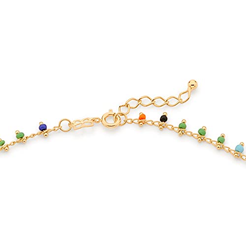 Gargantilha com miçangas coloridas folheada a ouro Rommanel- tam.45 cm