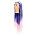 Blue Pink Gradient Hair Mannequin Head, Female Hairstyling Training Model, High Temperature Synthetic Hair for Cutting Braiding Dyeing, Realistic Scalp Simulation for Beauty