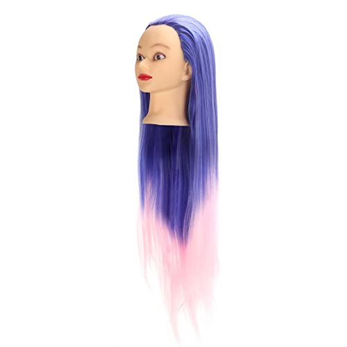 Tête de mannequin de cheveux synthétique rose bleu pour formation