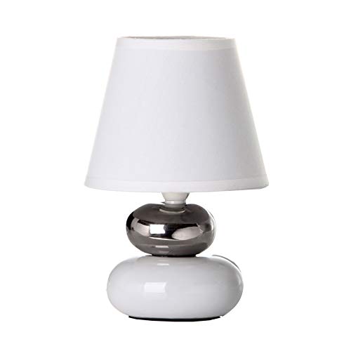 dcasa - Lámpara para mesita de noche moderna plata-blanco de cerámica