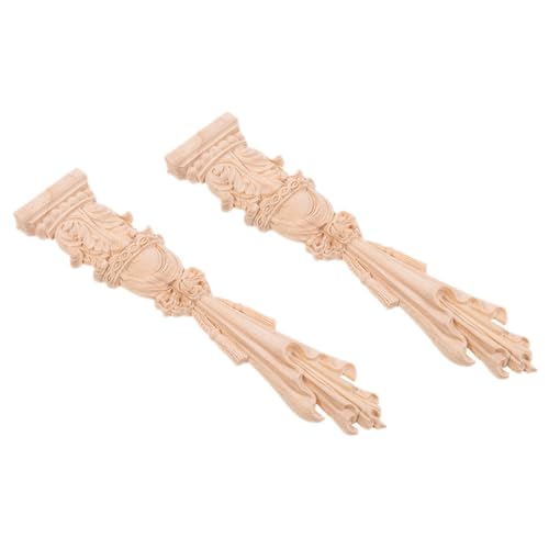 EXAOMBLE 2個 欧式 木製彫刻アプリーク装飾柱頭 薪ストーブキャビネット用モールディング 家具扉飾り エレガントなクラシカルデザイン