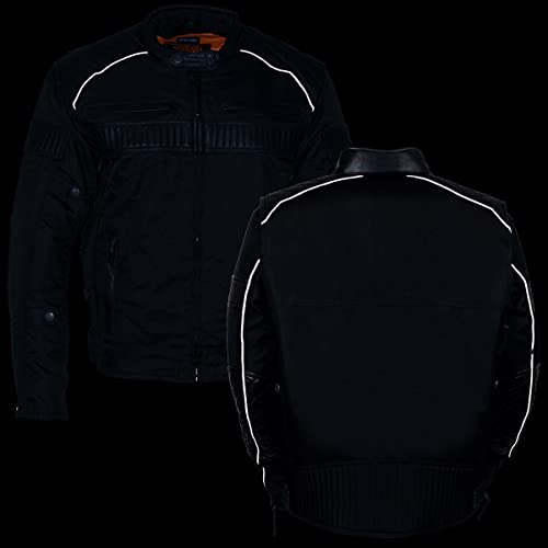 Milwaukee Leather MPM1735 Men's Black Textile Scooter Jacket with Leather Trim4