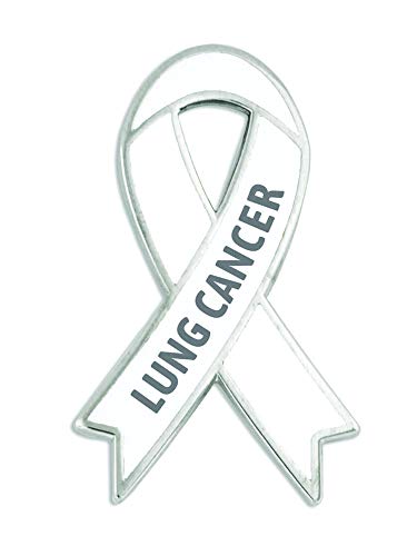 Pinmart's Lung Cancer White Awareness Ribbon Enamel Lapel Pin #TOP29