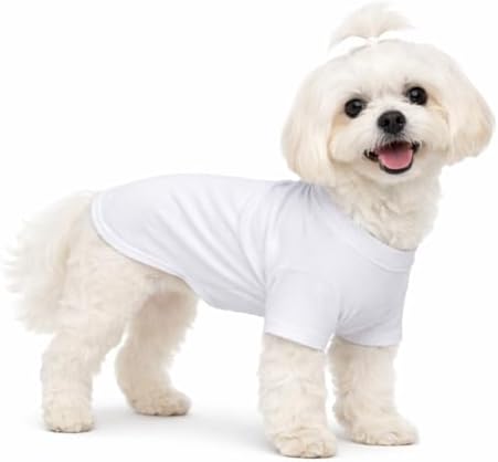 Lovelonglong Pet Clothing Dog Costumes Basic Blank T-Shirt Tee Shirts for Small Dogs White S