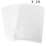 Cmxsevenday 5710 Multipurpose 11-Hole Loose Leaf Clear PVC Sheet Protectors - For A4 & Letter- Sized Papers, Documents & Files, Pack of 20
