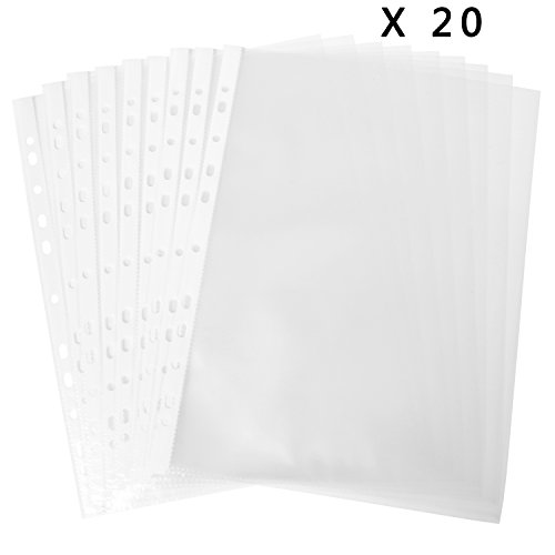Cmxsevenday 5710 Multipurpose 11-Hole Loose Leaf Clear PVC Sheet Protectors - for A4 & Letter- Sized Papers, Documents & Files, Pack of 20